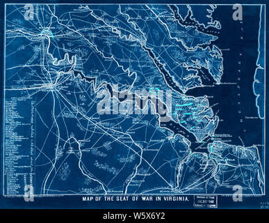 La guerra civile 0947 mappe mappa della sede di guerra in Virginia invertito la ricostruzione e la riparazione Foto Stock