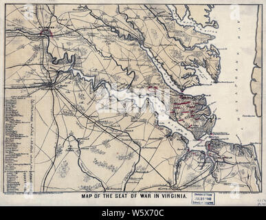 La guerra civile 0947 mappe mappa della sede di guerra in Virginia ricostruire e riparare Foto Stock