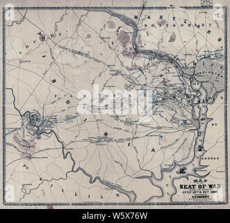 La guerra civile mappe 0951 Mappa della sede di guerra che mostra le battaglie del luglio XVIII XXI 1861 ricostruire e riparare Foto Stock