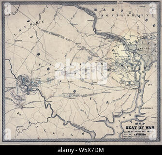 La guerra civile 0953 mappe mappa della sede di guerra che mostra le battaglie del luglio XVIII XXI 1861 ricostruire e riparare Foto Stock