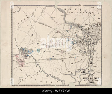 La guerra civile mappe 0955 Mappa della sede di guerra che mostra le battaglie del luglio XVIII XXI 1861 ricostruire e riparare Foto Stock