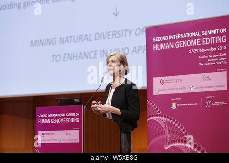 American biochemist Jennifer Doudna, professore presso il Dipartimento di molecolare e biologia cellulare presso la University of California, partecipa alla seconda Int Foto Stock