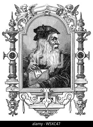 Leonardo da Vinci, 1452 - 1519, Italiano pittore, scultore, architetto e ingegnere Foto Stock