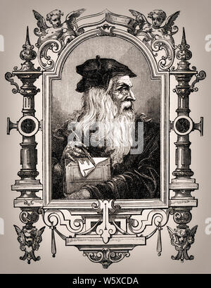 Leonardo da Vinci, 1452 - 1519, Italiano pittore, scultore, architetto e ingegnere Foto Stock