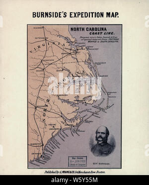 La guerra civile mappe 1201 Carolina del nord della linea costiera che mostra ogni suono ingresso baia di speciale interesse da Fortezza Monroe la Carolina del Sud la ricostruzione e la riparazione Foto Stock