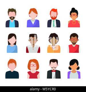 Insieme di persone senza volto icone di caratteri Illustrazione Vettoriale