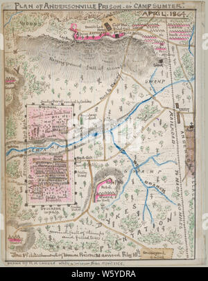 La guerra civile mappe Piano 1300 di Andersonville prigione o ''Camp Sumter'' aprile 1864 la ricostruzione e la riparazione Foto Stock