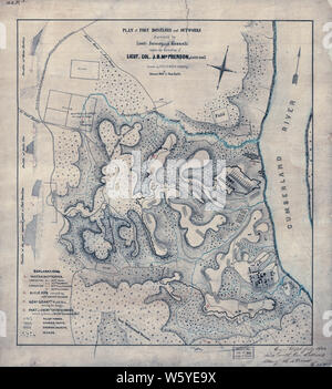 La guerra civile mappe 1320 Piano di Fort Donelson e outworks Tennessee ricostruire e riparare Foto Stock