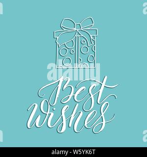 Vettore scheda di natale con scritte a mano. I migliori auguri. Illustrazione Vettoriale