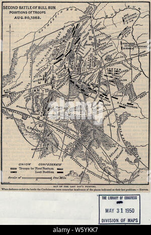 La guerra civile mappe 1576 Seconda battaglia di Bull Run di truppe Aug 30 1862 ricostruire e riparare Foto Stock