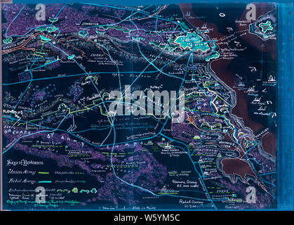 La guerra civile mappe 1593 assedio di Yorktown Virginia invertito la ricostruzione e la riparazione Foto Stock