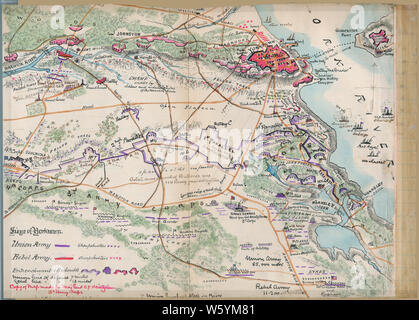 La guerra civile mappe 1593 assedio di Yorktown Virginia ricostruire e riparare Foto Stock