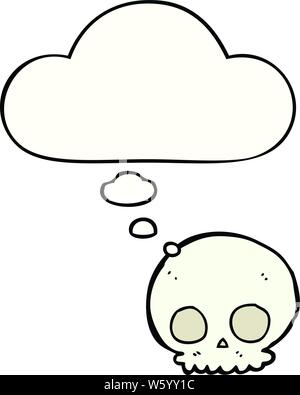 Cartoon cranio con fumetto pensiero Illustrazione Vettoriale