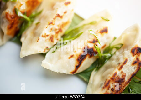 Cucinata fresca gnocchi su una piastra Foto Stock