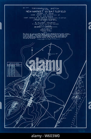 La guerra civile mappe 1863 schizzo topografico del Nuovo Mercato Va campo di battaglia di 15 maggio 1864 invertito la ricostruzione e la riparazione Foto Stock