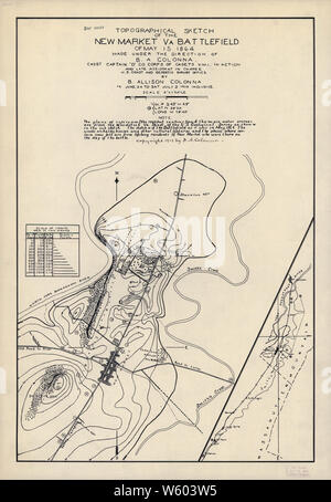 La guerra civile mappe 1863 schizzo topografico del Nuovo Mercato Va campo di battaglia di 15 maggio 1864 ricostruire e riparare Foto Stock