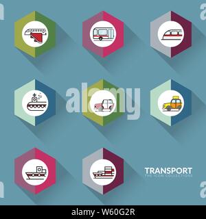 Vettore di icone per i veicoli di trasporto segno insieme di raccolta Illustrazione Vettoriale