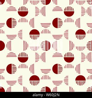 Piccola Scala retrò Geo punti e mezzo vettore punti Seamless Pattern. Su scala geometrica moderni cerchi. Semplice Bold striatura di sfondo minimalista. P Illustrazione Vettoriale