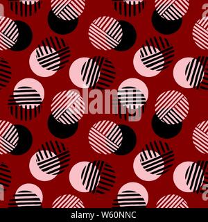 Esagerato retrò punti Geo Vector Seamless Pattern. Su scala geometrica moderna rosa polveroso cerchi. Semplice Bold striatura di sfondo minimalista. Perf Illustrazione Vettoriale