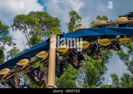 Baia di Tampa, Florida. Luglio 12, 2019. Persone avendo divertimento incredibile Montu rollercoaster al Busch Gardens Foto Stock