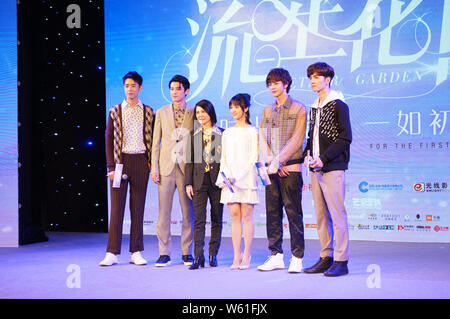 From left) Chinese actors Caesar Wu Xize, Dylan Wang Hedi and Connor Leong  or Liang Jingkang of the new lineup of Chinese boy group F4 arrive on the  Stock Photo - Alamy