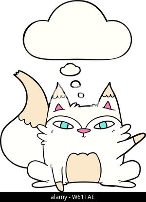 Cartoon Arctic Fox con fumetto pensiero Illustrazione Vettoriale