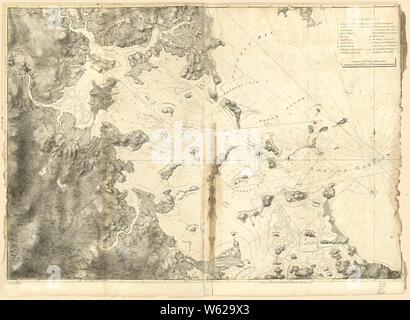 La guerra rivoluzionaria americana era mappe 1750-1786 010 un grafico del porto di Boston la ricostruzione e la riparazione Foto Stock