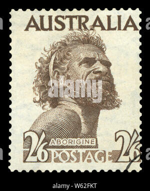 AUSTRALIA - circa 1952: un francobollo stampato in Australia che mostra un aborigeno uomo chiamato una libbra di Jimmy, circa 1952. Foto Stock