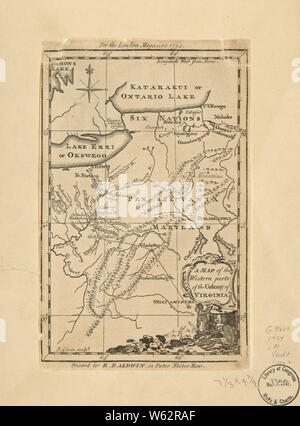 La guerra rivoluzionaria americana era mappe 1750-1786 118 una mappa delle parti occidentali della colonia della Virginia ricostruire e riparare Foto Stock