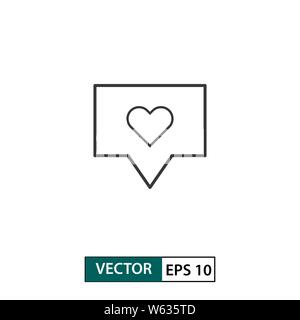 Amore icona commento. Lo stile di contorno. Isolato su sfondo bianco. Illustrazione vettoriale EPS 10 Illustrazione Vettoriale