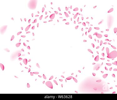 Rosa di vorticazione petali di fiori nel vento. Illustrazione Vettoriale