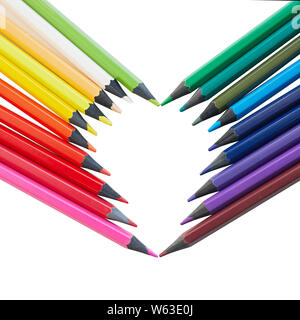 Amore di disegno. rainbow o multicolore matite simbolo del cuore Foto Stock