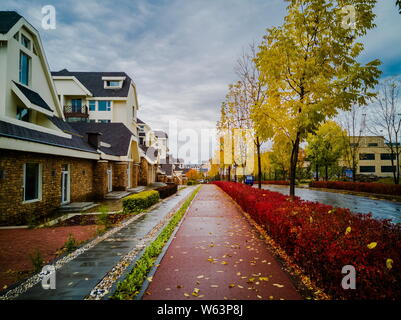 Vista del Erdao Baihe città vicino al Monte Paektu o Changbai Mountain in Yanbian coreano prefettura autonoma, a nord-est della Cina di provincia di Jilin, Foto Stock