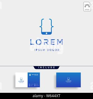 Il codice mobile logo design telefono vettore di codifica semplice Illustrazione Vettoriale
