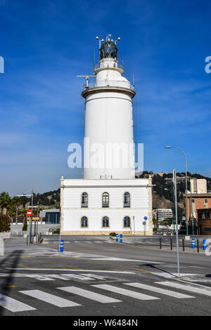 La Farola lighthouse, Malaga, Andalusia, Spagna Foto Stock