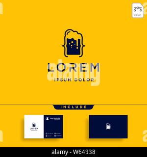 Codice di birra logo design codifica a barre semplice vettore di linea Illustrazione Vettoriale