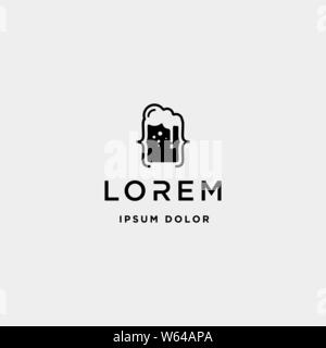 Codice di birra logo design codifica a barre semplice vettore di linea Illustrazione Vettoriale