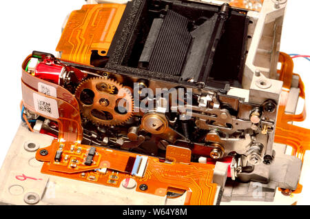 Il funzionamento di una fotocamera digitale (Nikon D200) meccanismo otturatore Foto Stock