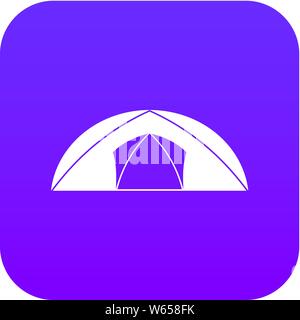 Tenda a cupola per campeggio icona viola digitale Illustrazione Vettoriale