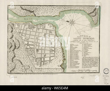 La guerra rivoluzionaria americana era mappe 1750-1786 817 Plano de la plaza y ciudad de Santo Domingo capital de la isla Española ricostruire e riparare Foto Stock