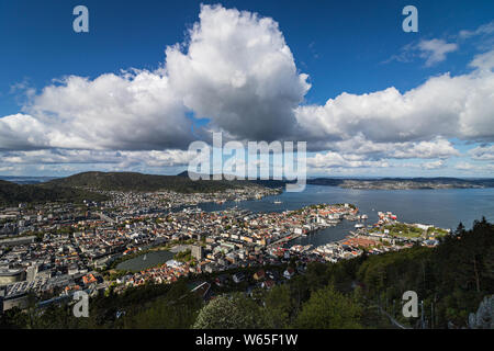 Vista aerea di Bergen, Norvegia Foto Stock