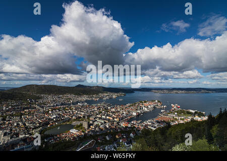 Vista aerea di Bergen Foto Stock