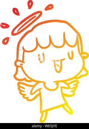 Gradiente di caldo il disegno di un simpatico angelo Illustrazione Vettoriale