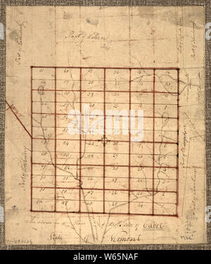 La guerra rivoluzionaria americana era mappe 1750-1786 911 sopra è una pianta della città di Cabot lo stato del Vermont ricostruire e riparare Foto Stock