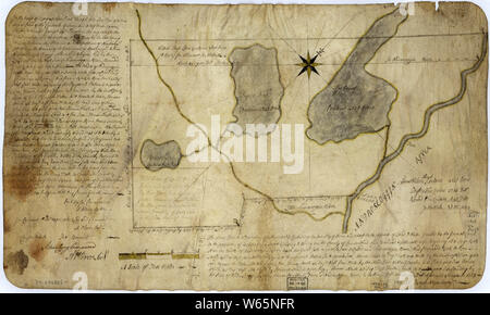 La guerra rivoluzionaria americana era mappe 1750-1786 913 del piano di sopra è la designazione di un nuovo township contenente la quantità di sette e mezzo miglio di terra e la ricostruzione e la riparazione Foto Stock