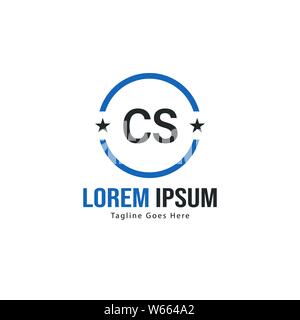 Iniziale logo CS Modello con telaio moderno. CS minimalista lettera logo illustrazione vettoriale design Illustrazione Vettoriale