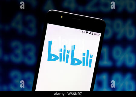 Luglio 8, 2019, Brasile: In questa illustrazione della foto il logo Bilibili si vede visualizzato su uno smartphone. Credito: Rafael Henrique SOPA/images/ZUMA filo/Alamy Live News Foto Stock