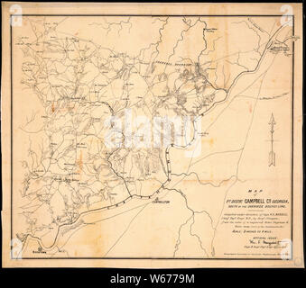 Mappa di 1Distrt., Campbell Co., Georgia, a sud di Cherokee linea di confine. Compilato sotto la direzione di Capt. W. E. Merrill, Chief Topl. Engr., D. C., da Sergt. Finegan dalle note di un ribelle catturato tecnico & mappa di stato (sud del Chattahoochee riv.)...firmato e stampata nel campo. Chattanooga, Maggio 23d, 1864. Foto Stock