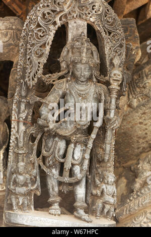 La scultura a Belur tempio vicino Bengaluru (Bangalore),Karnataka, India. Foto Stock