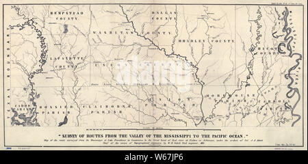 0071 Railroad Maps Mappa del percorso intervistati dal Mississippi al Lago di Provvidenza in Louisiana per la grande ansa del fiume Rosso al Fulton in Arkansas ricostruire e riparare Foto Stock